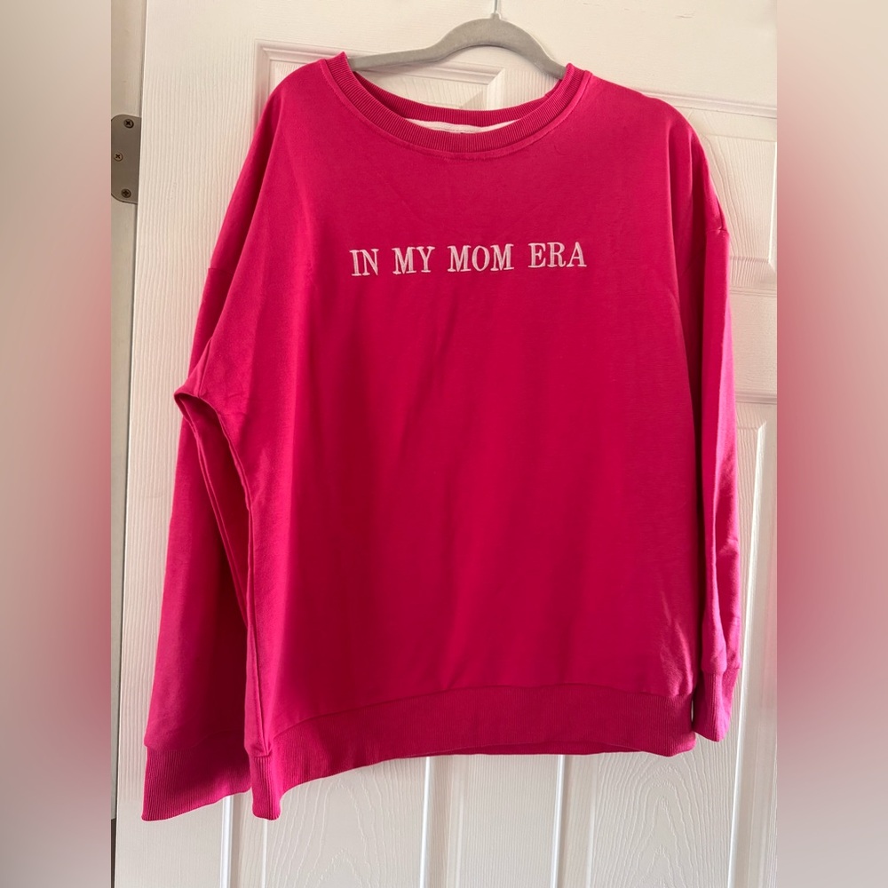 Embroidery Pink 'In My Mom Era' Sweatshirt